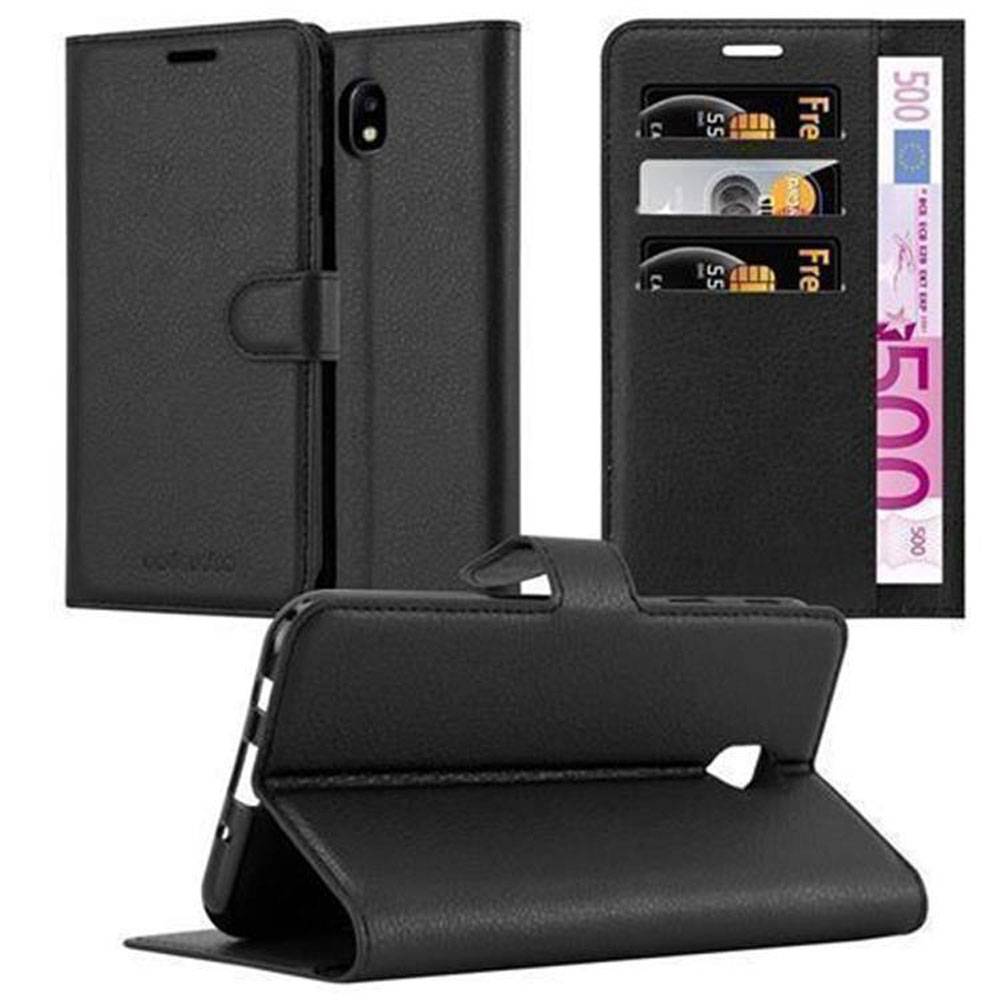 Cadorabo Hülle für Samsung Galaxy J7 2017 Schutz Hülle in Schwarz Handyhülle Etui Case Cover Magnetverschluss