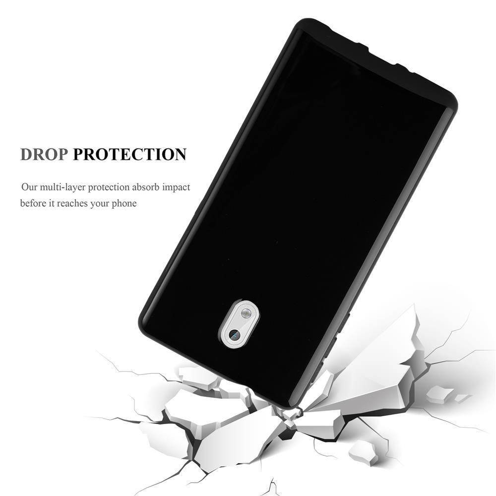 Cadorabo Hülle für Samsung Galaxy J3 2017 Schutz Hülle in Schwarz Schutzhülle TPU Silikon Cover Etui Case