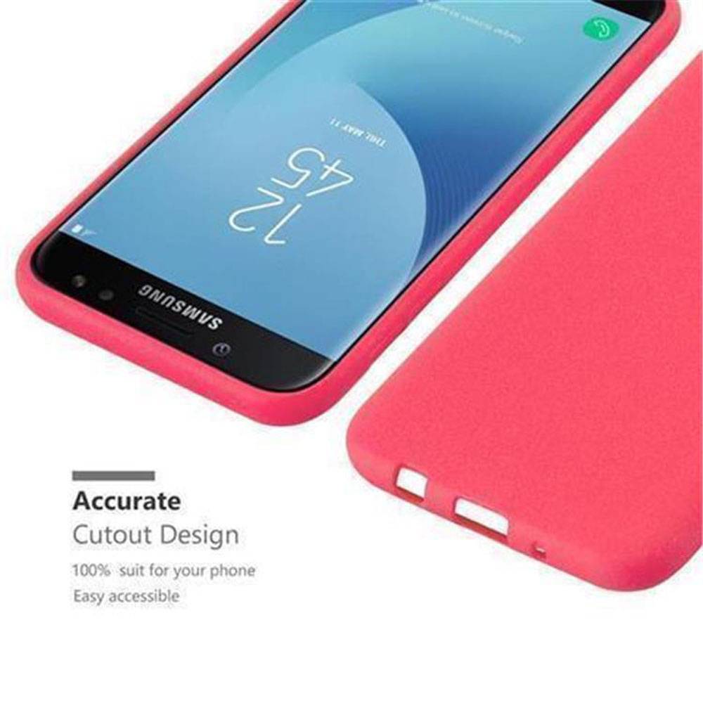Cadorabo Schutzhülle für Samsung Galaxy J7 2017 Hülle in Rot Handyhülle TPU Etui Cover Case