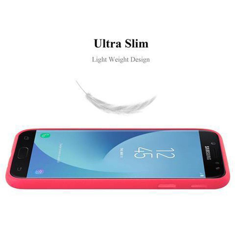 Cadorabo Schutzhülle für Samsung Galaxy J7 2017 Hülle in Rot Handyhülle TPU Etui Cover Case