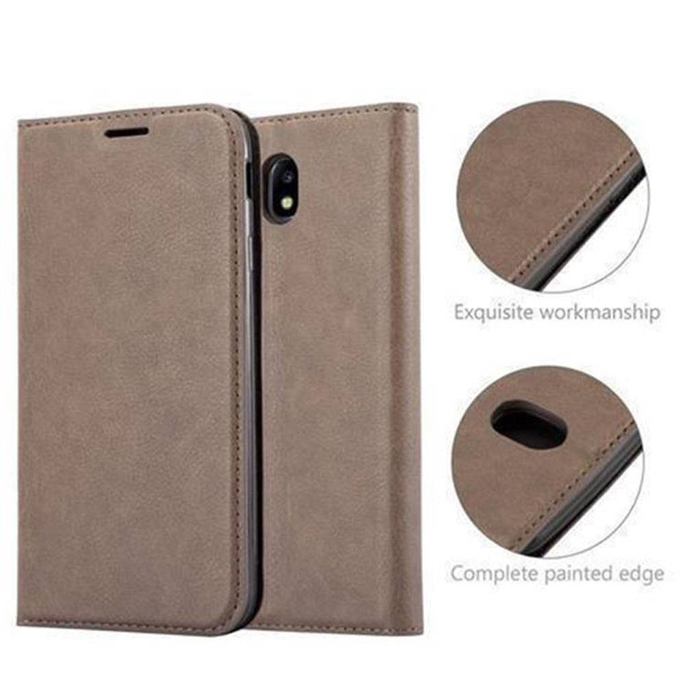 Cadorabo Hülle für Samsung Galaxy J5 2017 Schutz Hülle in Braun Handyhülle Etui Case Cover Magnetverschluss