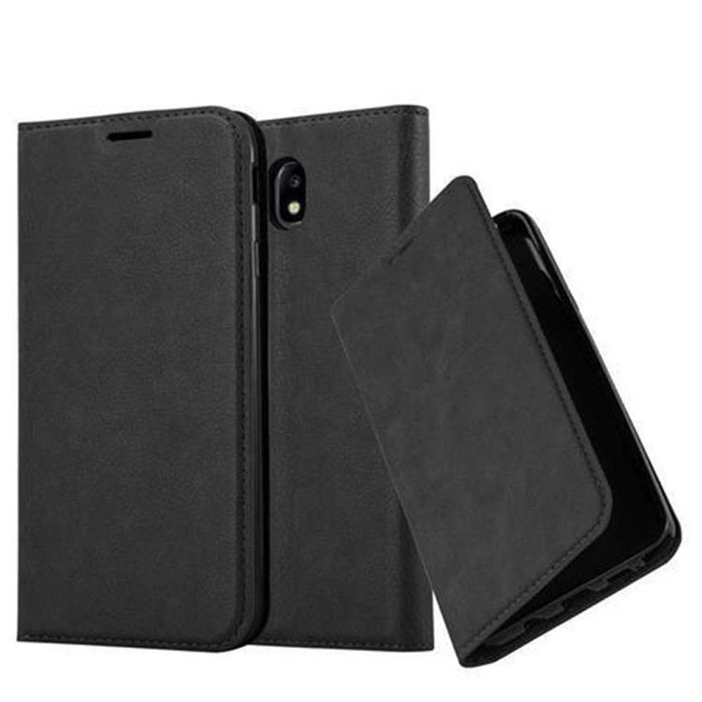 Cadorabo Hülle für Samsung Galaxy J7 2017 Schutz Hülle in Schwarz Handyhülle Etui Case Cover Magnetverschluss
