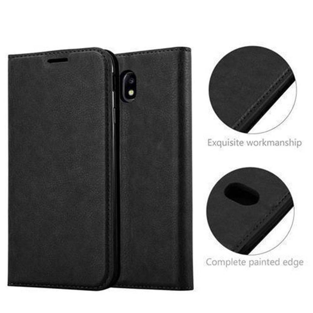 Cadorabo Hülle für Samsung Galaxy J7 2017 Schutz Hülle in Schwarz Handyhülle Etui Case Cover Magnetverschluss