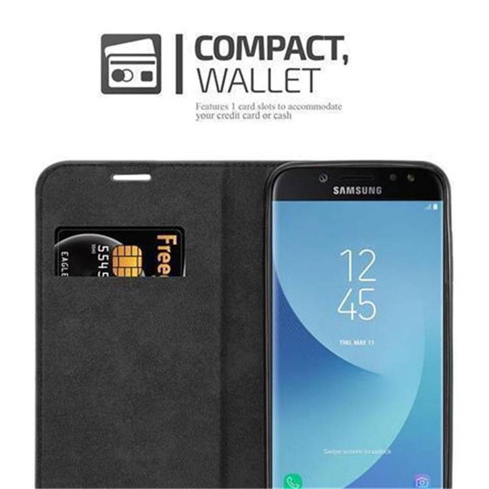 Cadorabo Hülle für Samsung Galaxy J7 2017 Schutz Hülle in Schwarz Handyhülle Etui Case Cover Magnetverschluss