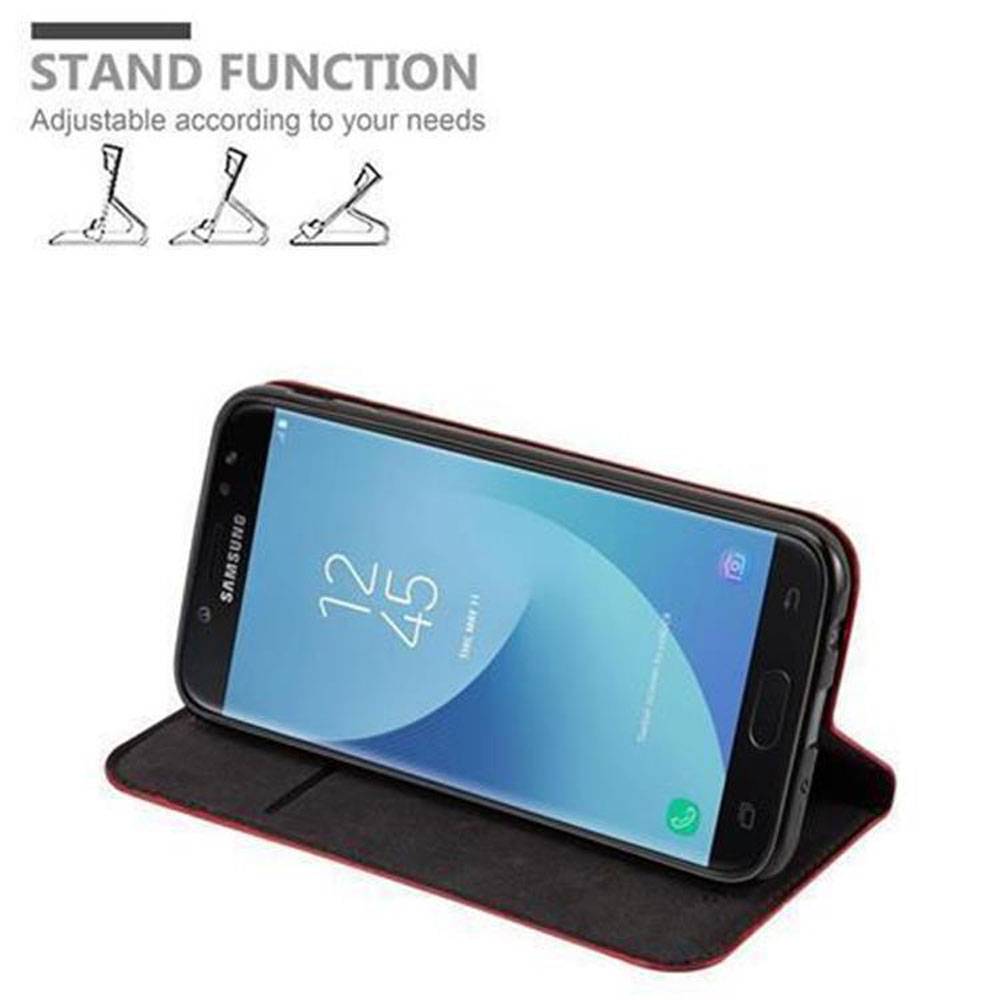 Cadorabo Hülle für Samsung Galaxy J7 2017 Schutz Hülle in Rot Handyhülle Etui Case Cover Magnetverschluss