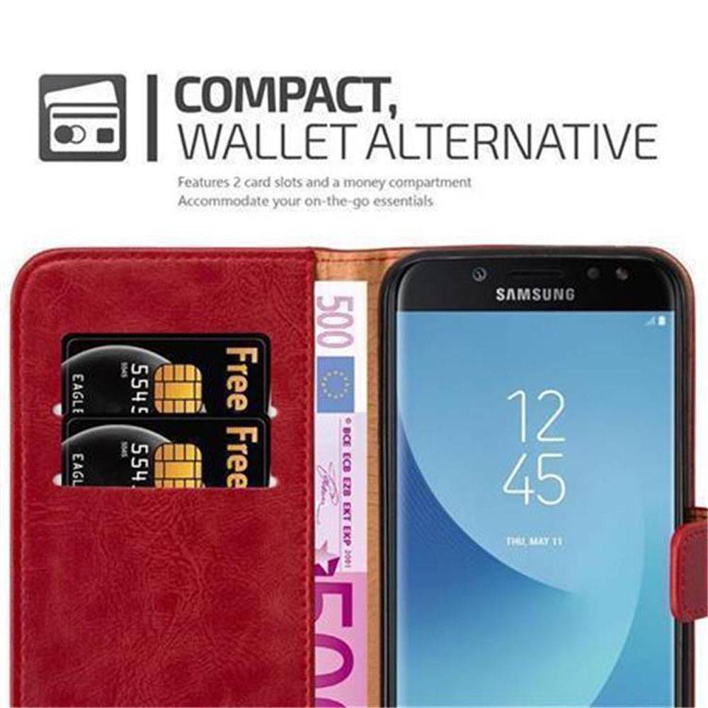 Cadorabo Hülle für Samsung Galaxy J7 2017 Schutzhülle in Rot Handyhülle Book Tasche Case Etui Luxury