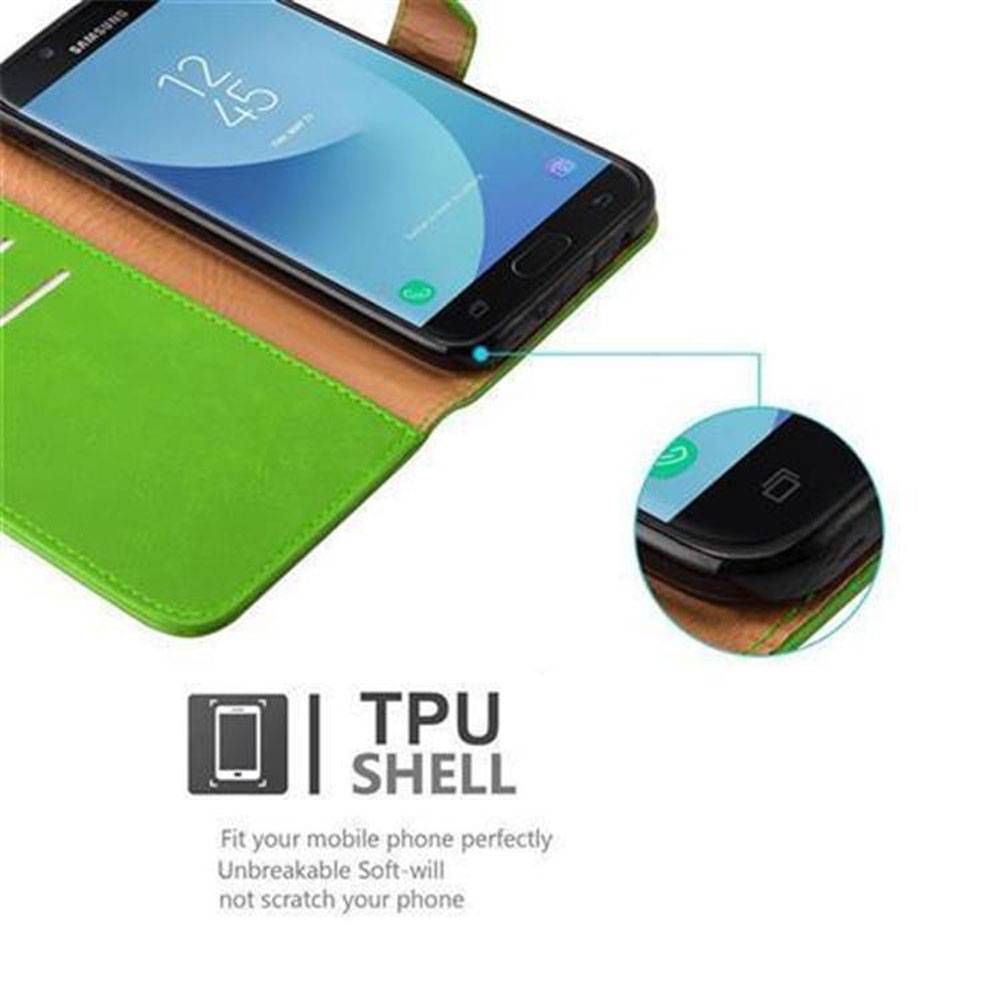 Cadorabo Hülle für Samsung Galaxy J7 2017 Schutzhülle in Grün Handyhülle Book Tasche Case Etui Luxury