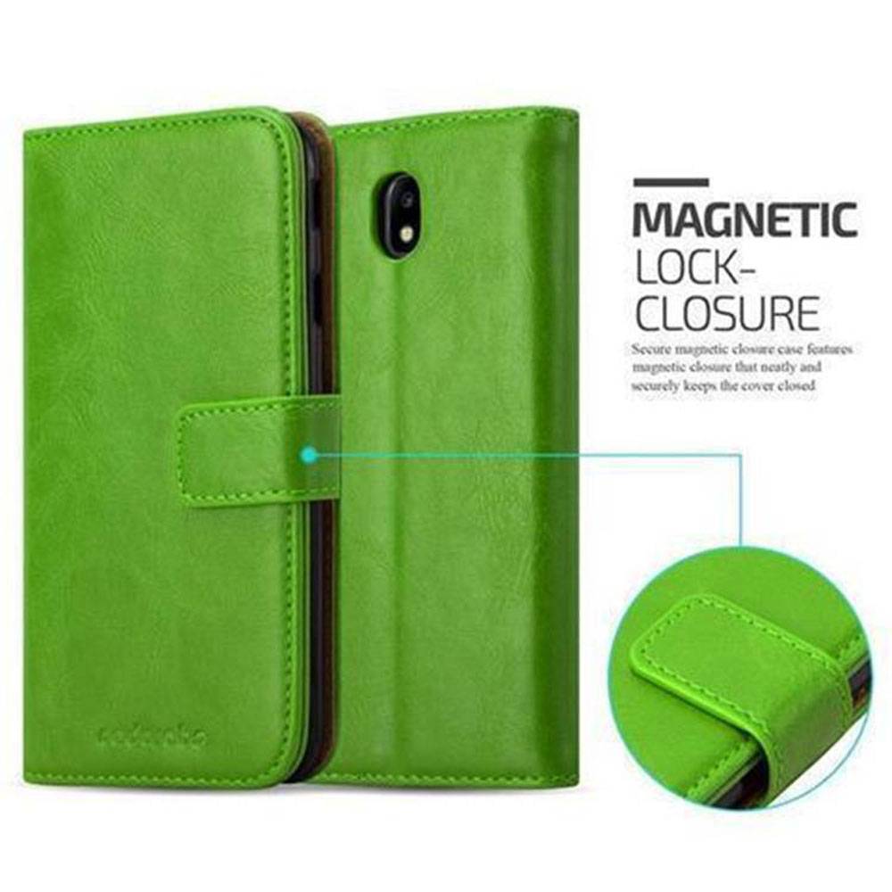 Cadorabo Hülle für Samsung Galaxy J7 2017 Schutzhülle in Grün Handyhülle Book Tasche Case Etui Luxury