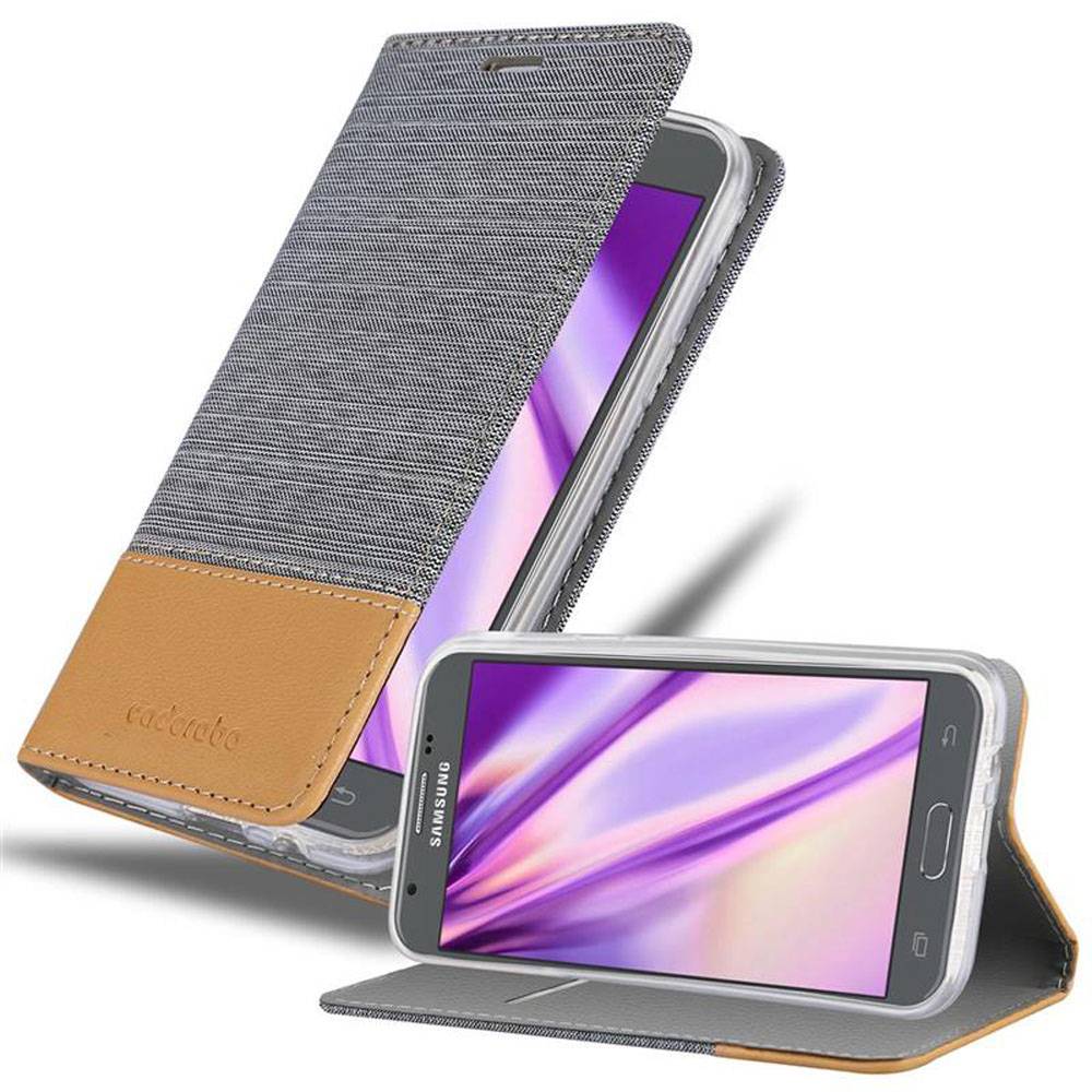Cadorabo Hülle für Samsung Galaxy J3 2017 Schutzhülle in Grau Handy Hülle Etui Book Case Cover