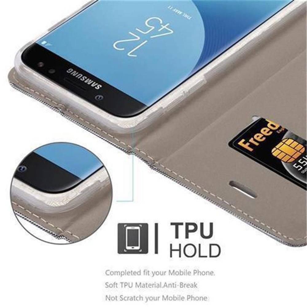 Cadorabo Hülle für Samsung Galaxy J3 2017 Schutzhülle in Grau Handy Hülle Etui Book Case Cover