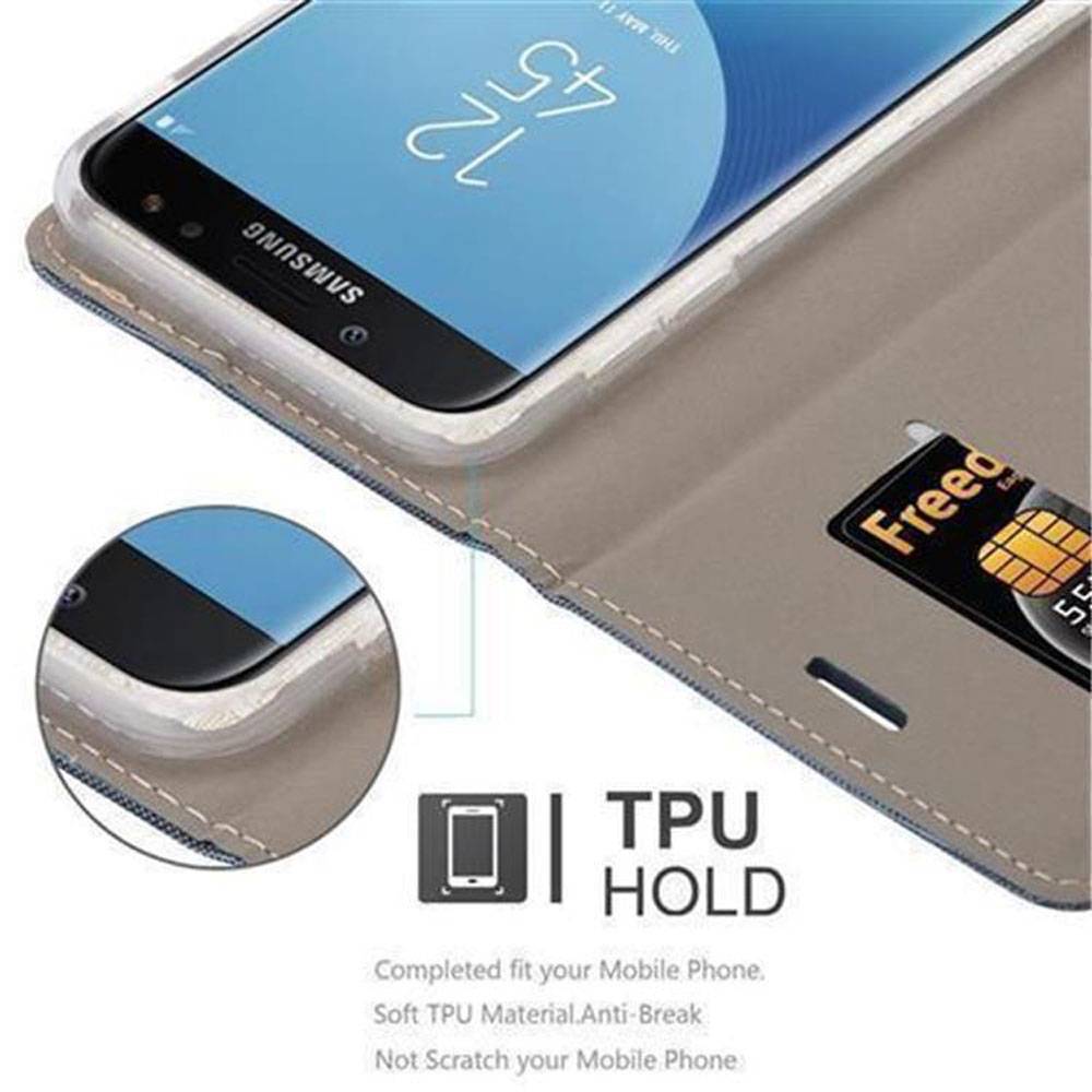 Cadorabo Hülle für Samsung Galaxy J3 2017 Schutzhülle in Blau Handy Hülle Etui Book Case Cover