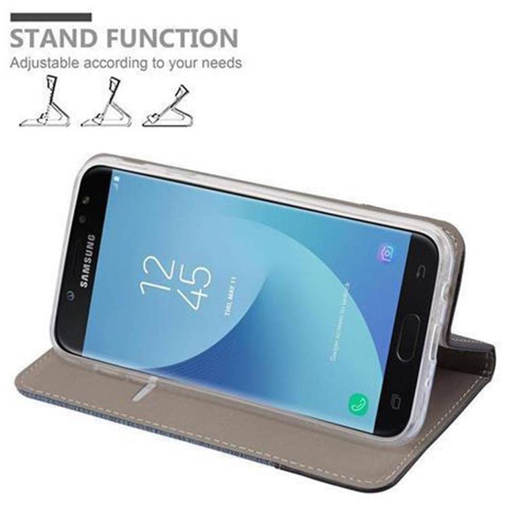 Cadorabo Hülle für Samsung Galaxy J3 2017 Schutzhülle in Blau Handy Hülle Etui Book Case Cover