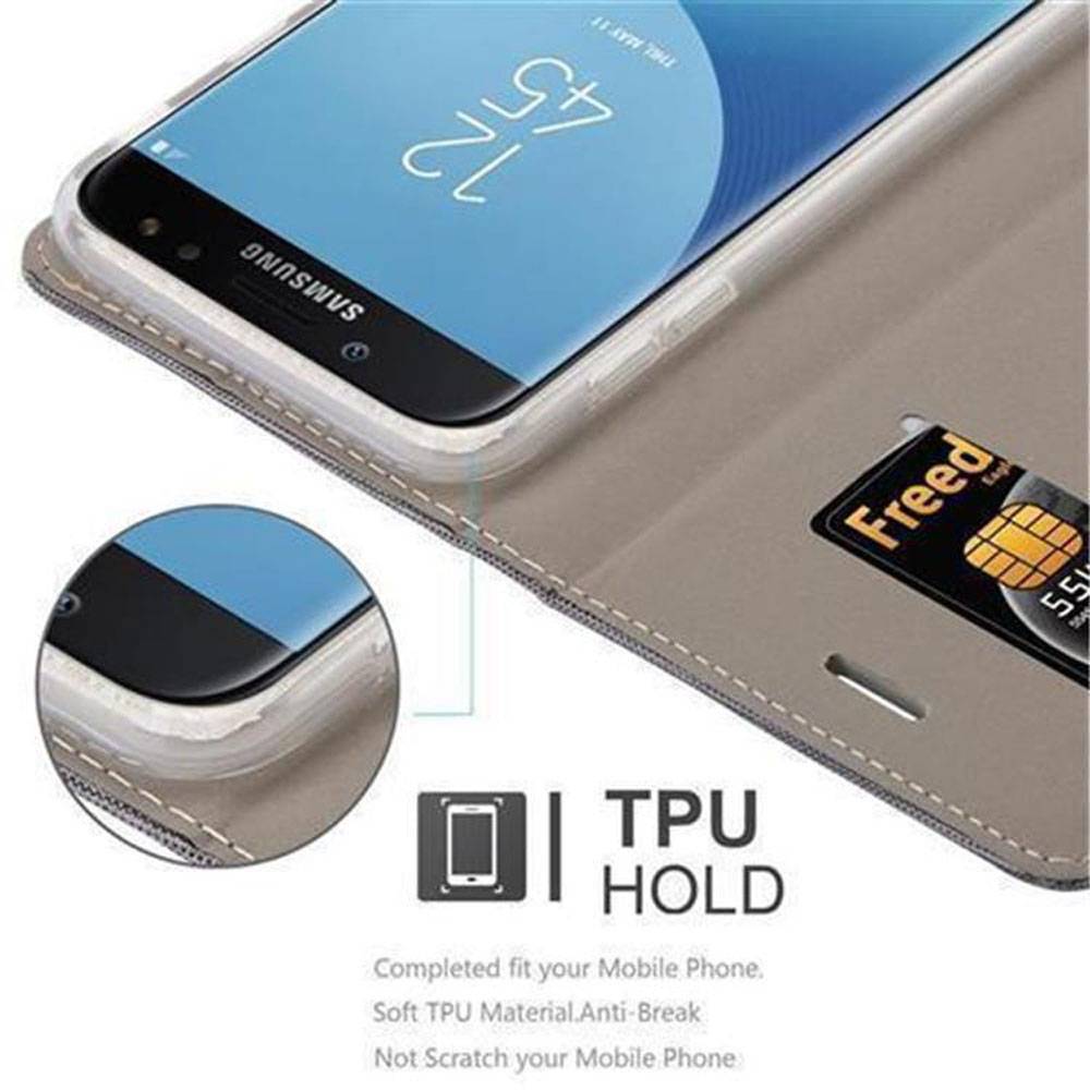 Cadorabo Hülle für Samsung Galaxy J7 2017 Schutzhülle in Grau Handy Hülle Etui Book Case Cover