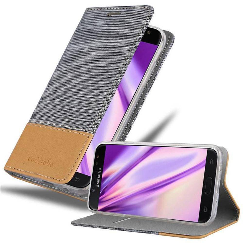 Cadorabo Hülle für Samsung Galaxy J7 2017 Schutzhülle in Grau Handy Hülle Etui Book Case Cover