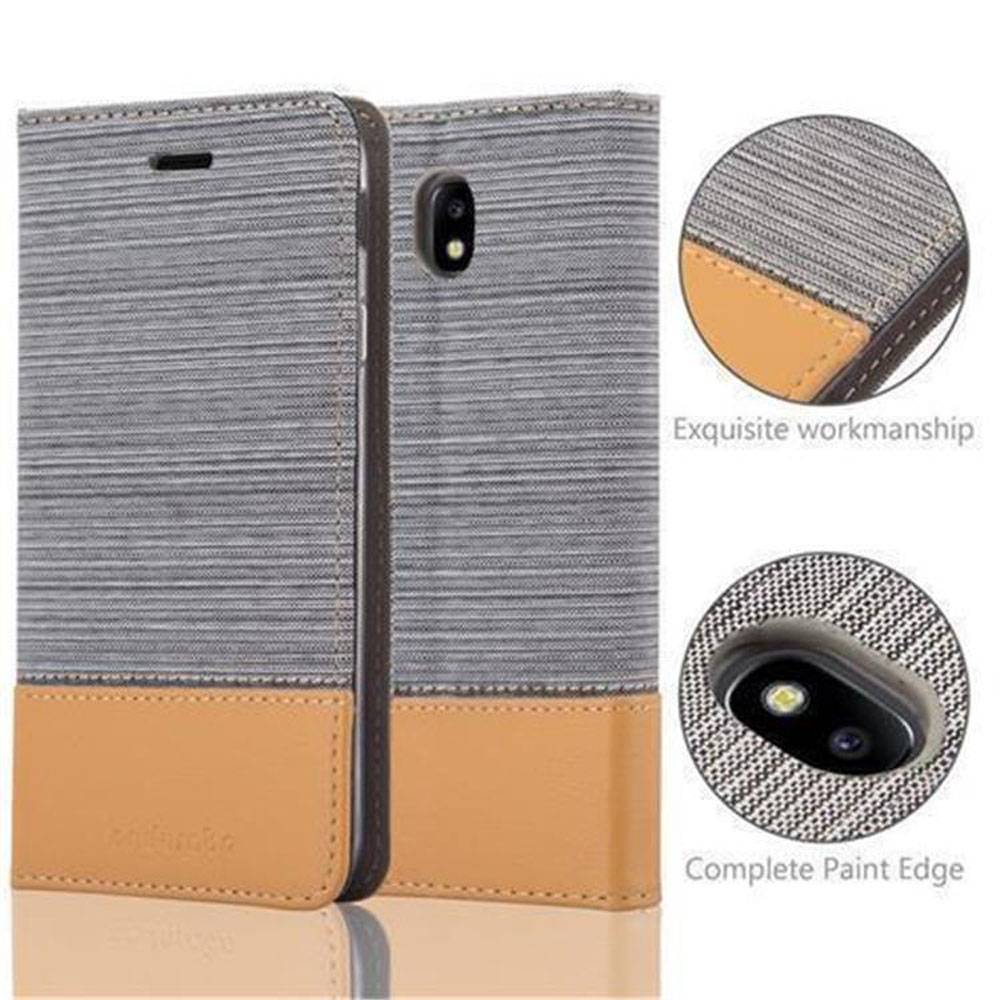 Cadorabo Hülle für Samsung Galaxy J7 2017 Schutzhülle in Grau Handy Hülle Etui Book Case Cover