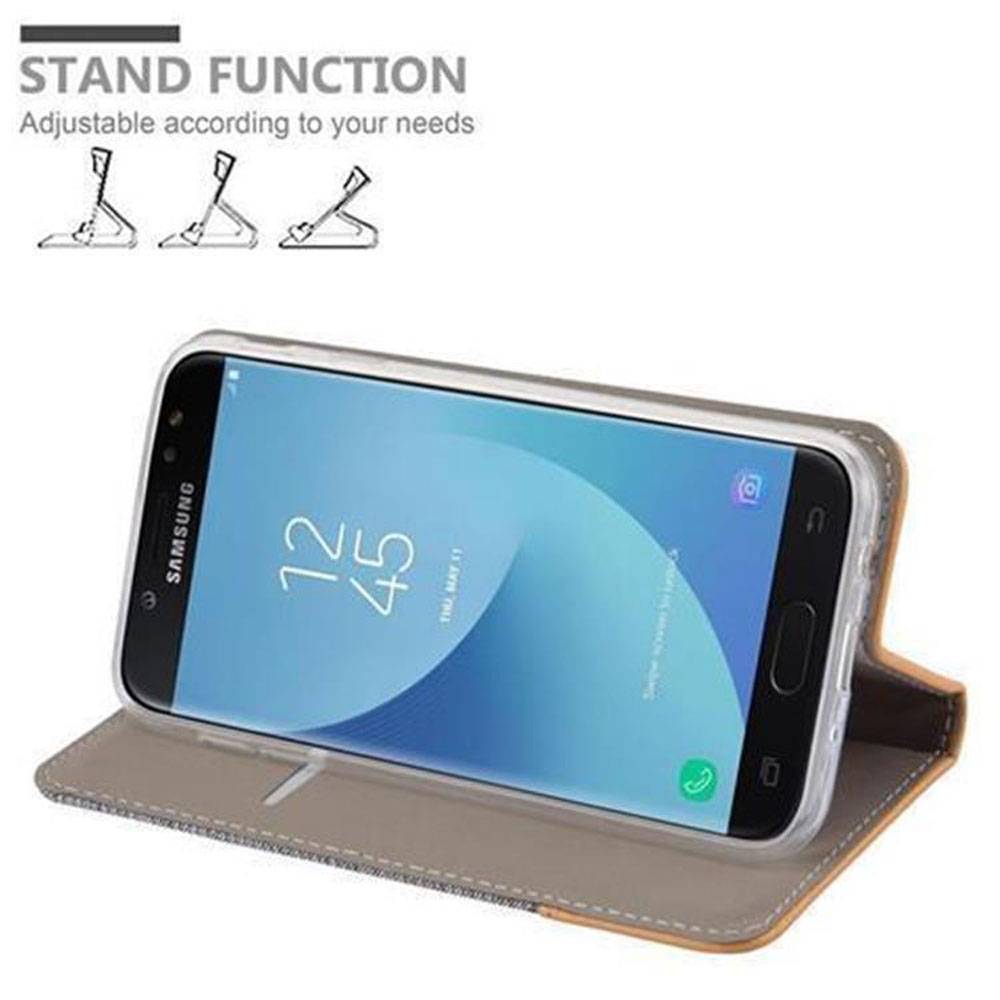 Cadorabo Hülle für Samsung Galaxy J7 2017 Schutzhülle in Grau Handy Hülle Etui Book Case Cover