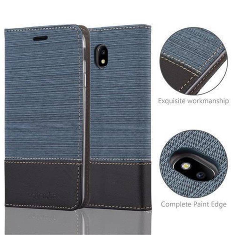 Cadorabo Hülle für Samsung Galaxy J7 2017 Schutzhülle in Blau Handy Hülle Etui Book Case Cover