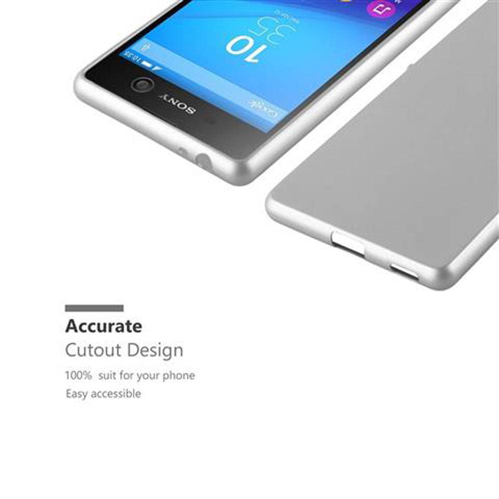 Cadorabo Schutzhülle für Sony Xperia M5 Hülle in Silber Handyhülle TPU Silikon Etui Cover Case