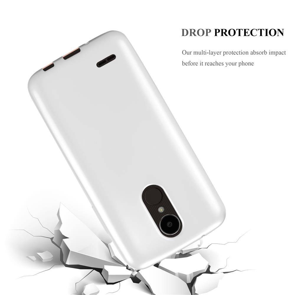 Cadorabo Schutzhülle für LG K4 2017 Hülle in Silber Handyhülle TPU Silikon Etui Cover Case