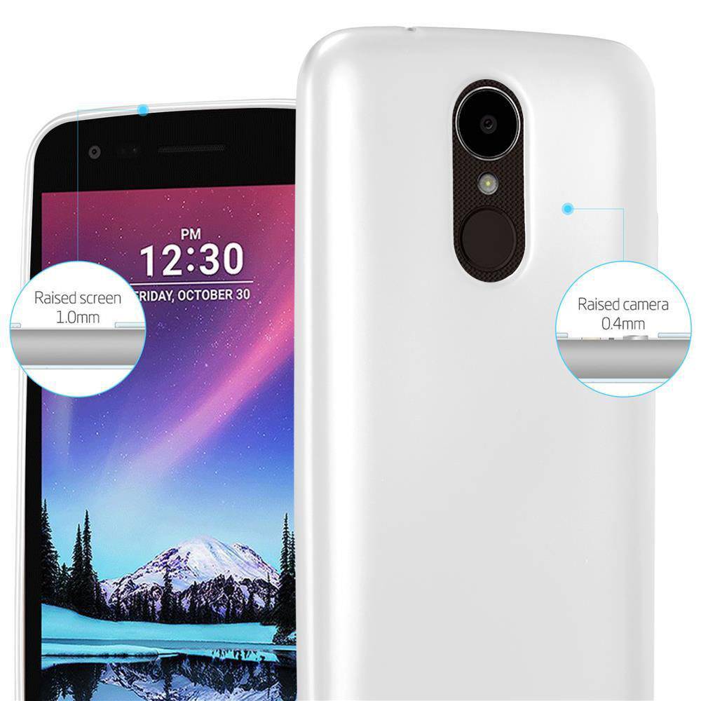 Cadorabo Schutzhülle für LG K4 2017 Hülle in Silber Handyhülle TPU Silikon Etui Cover Case