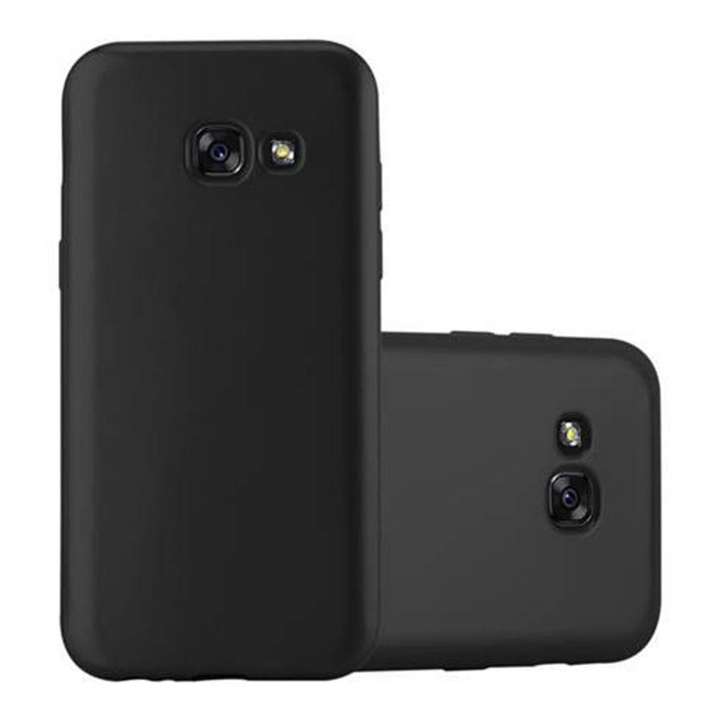 Cadorabo Schutzhülle für Samsung Galaxy A3 2017 Hülle in Schwarz Handyhülle TPU Silikon Etui Cover Case