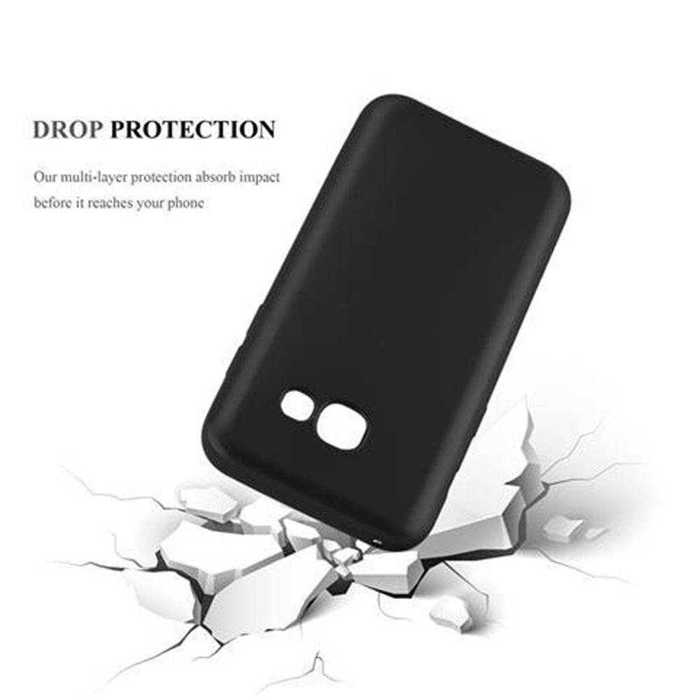 Cadorabo Schutzhülle für Samsung Galaxy A3 2017 Hülle in Schwarz Handyhülle TPU Silikon Etui Cover Case