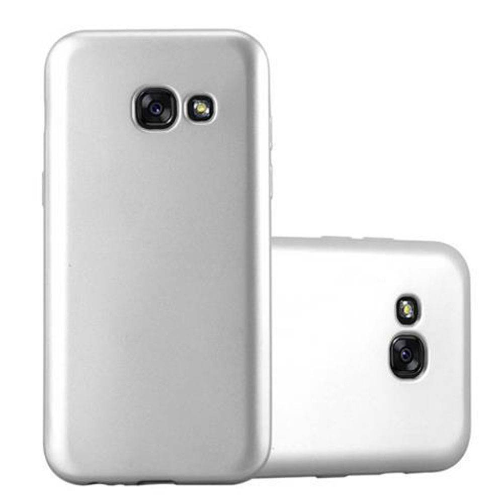 Cadorabo Schutzhülle für Samsung Galaxy A3 2017 Hülle in Silber Handyhülle TPU Silikon Etui Cover Case