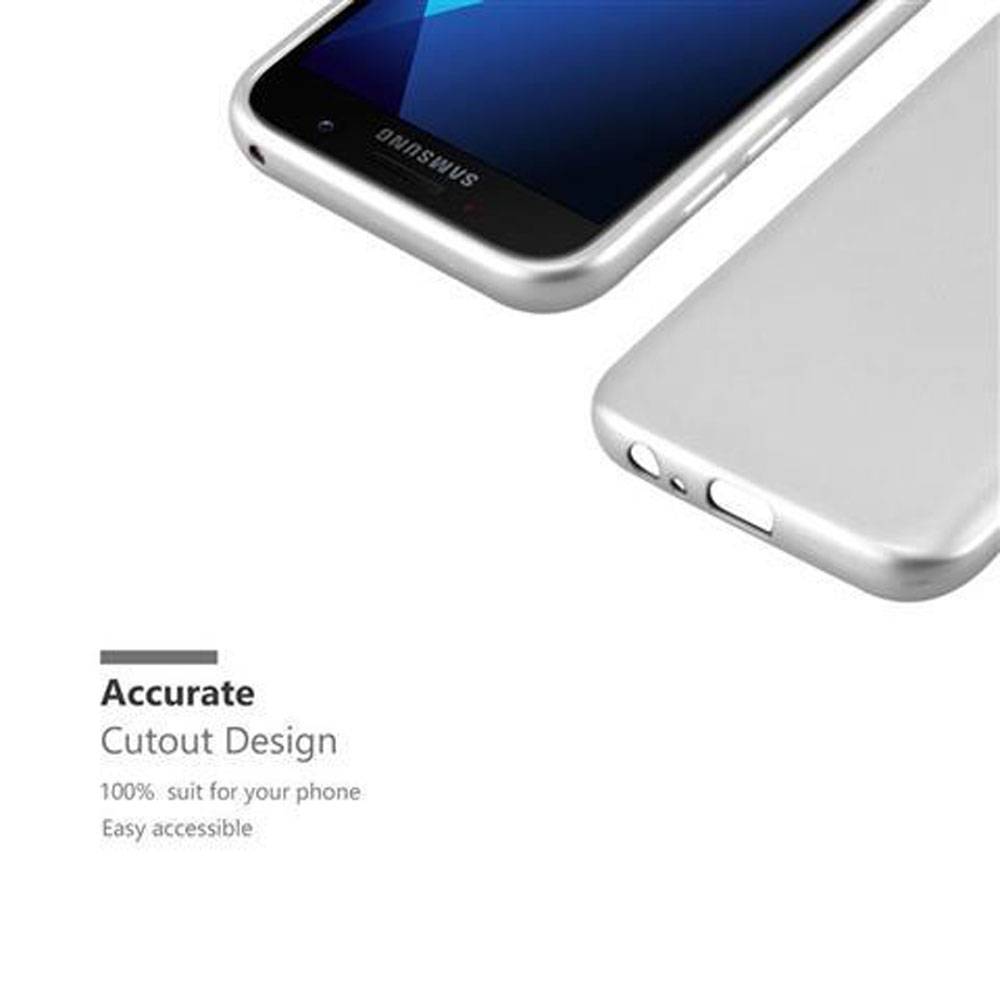 Cadorabo Schutzhülle für Samsung Galaxy A3 2017 Hülle in Silber Handyhülle TPU Silikon Etui Cover Case