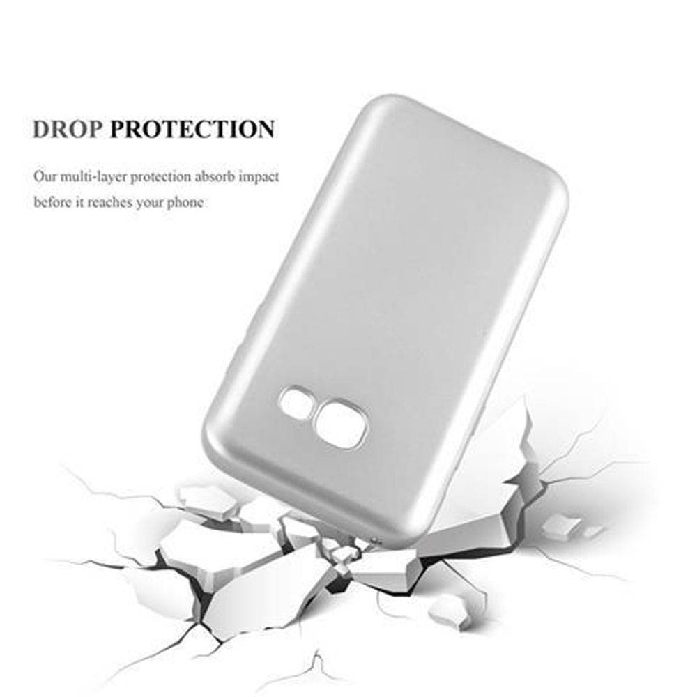 Cadorabo Schutzhülle für Samsung Galaxy A3 2017 Hülle in Silber Handyhülle TPU Silikon Etui Cover Case
