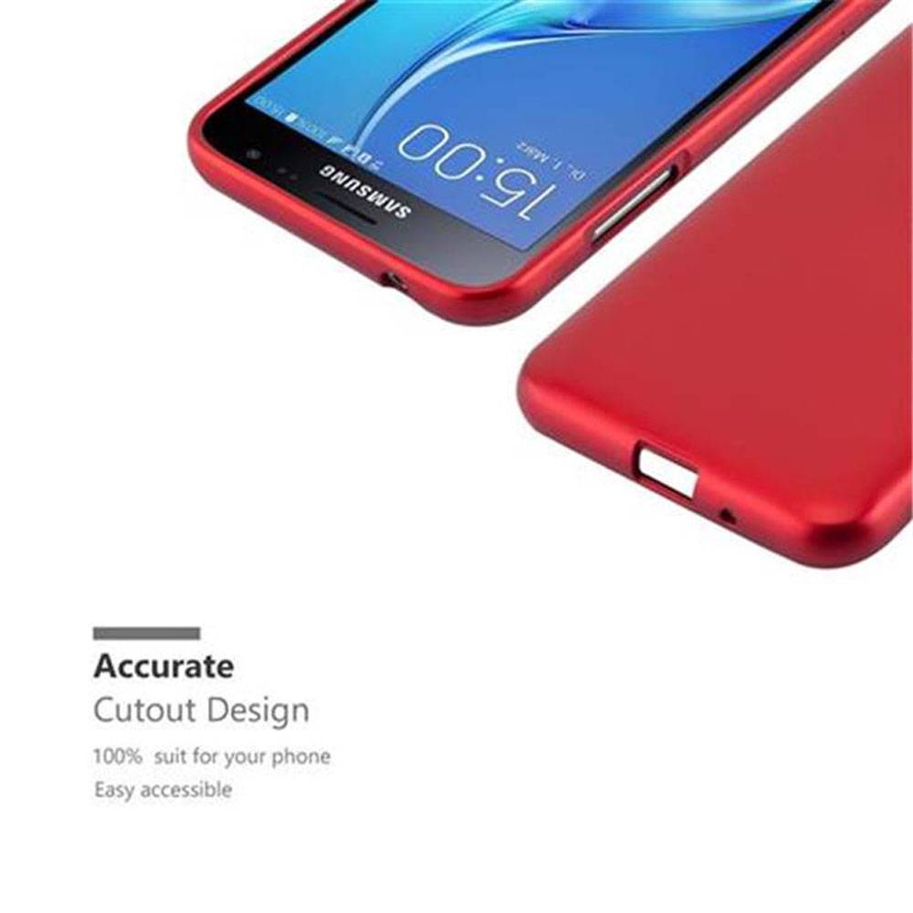 Cadorabo Schutzhülle für Samsung Galaxy J3 2016 Hülle in Rot Handyhülle TPU Silikon Etui Cover Case
