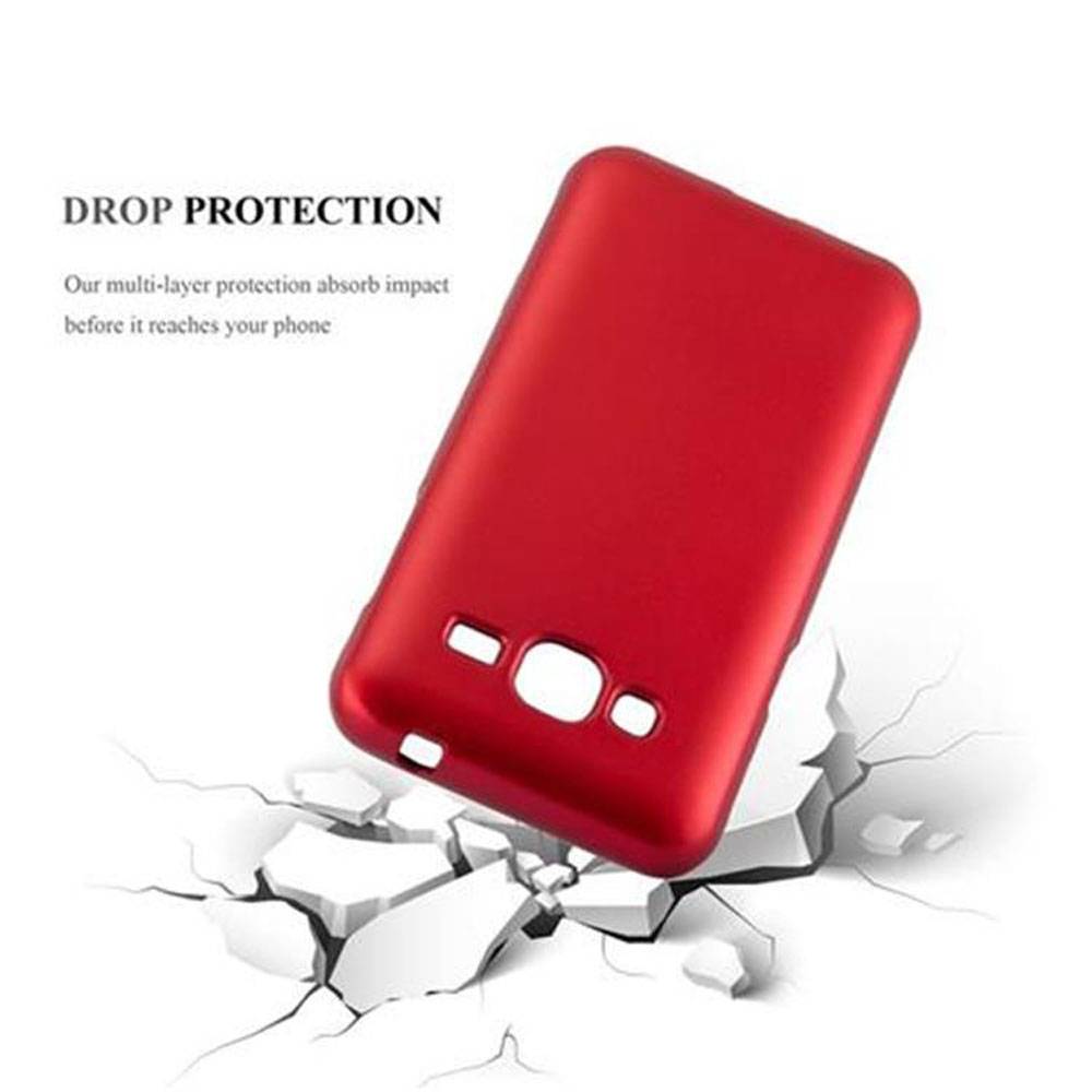 Cadorabo Schutzhülle für Samsung Galaxy J3 2016 Hülle in Rot Handyhülle TPU Silikon Etui Cover Case