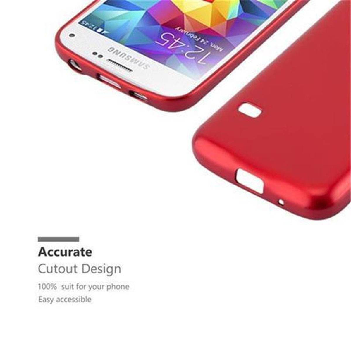 Cadorabo Schutzhülle für Samsung Galaxy S5 / S5 NEO Hülle in Rot Handyhülle TPU Silikon Etui Cover Case
