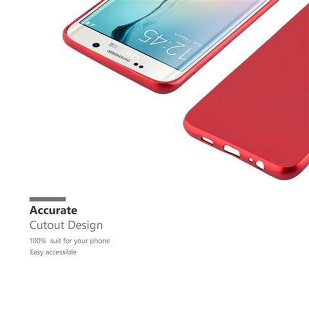 Cadorabo Schutzhülle für Samsung Galaxy S6 EDGE Hülle in Rot Handyhülle TPU Silikon Etui Cover Case