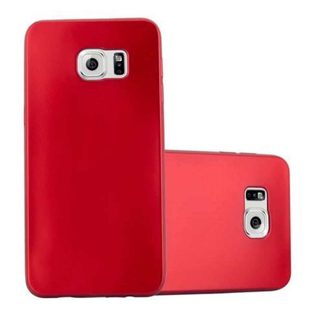 Cadorabo Schutzhülle für Samsung Galaxy S6 EDGE PLUS Hülle in Rot Handyhülle TPU Silikon Etui Cover Case