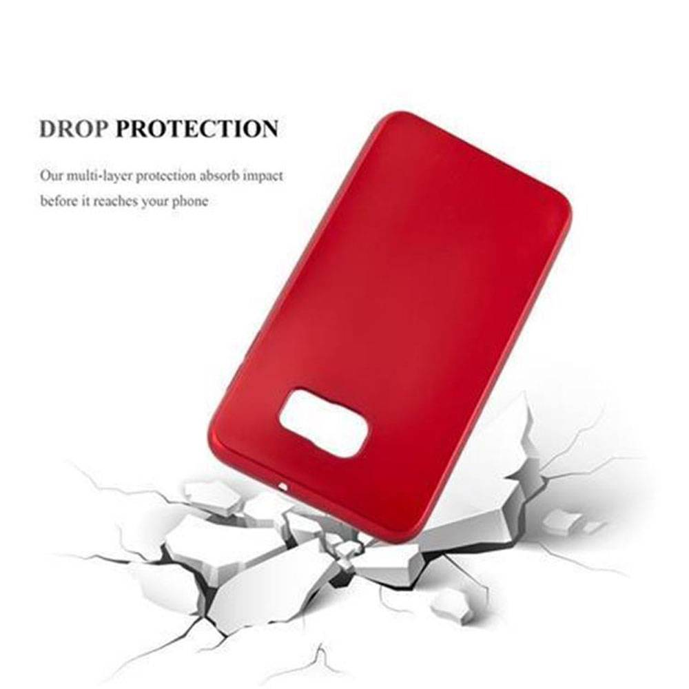 Cadorabo Schutzhülle für Samsung Galaxy S6 EDGE PLUS Hülle in Rot Handyhülle TPU Silikon Etui Cover Case