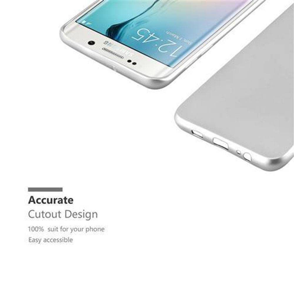 Cadorabo Schutzhülle für Samsung Galaxy S6 EDGE PLUS Hülle in Silber Handyhülle TPU Silikon Etui Cover Case