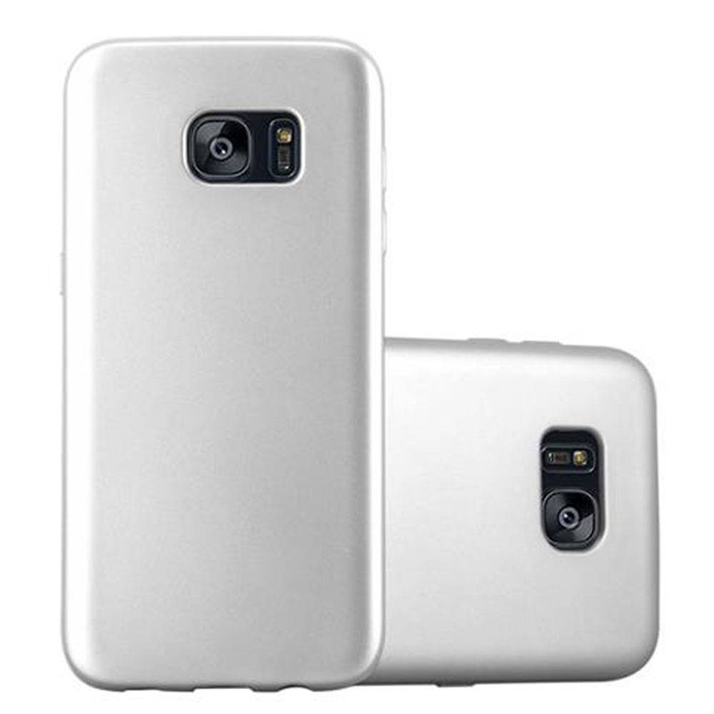 Cadorabo Schutzhülle für Samsung Galaxy S7 EDGE Hülle in Silber Handyhülle TPU Silikon Etui Cover Case