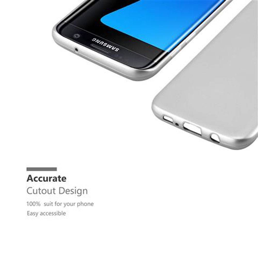 Cadorabo Schutzhülle für Samsung Galaxy S7 EDGE Hülle in Silber Handyhülle TPU Silikon Etui Cover Case
