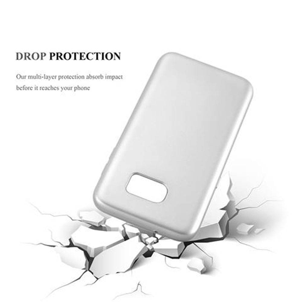 Cadorabo Schutzhülle für Samsung Galaxy S7 EDGE Hülle in Silber Handyhülle TPU Silikon Etui Cover Case