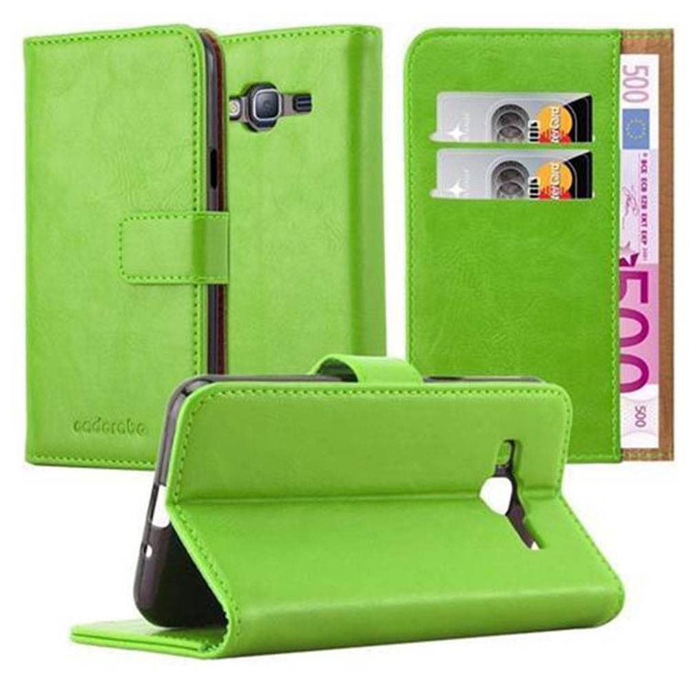 Cadorabo Hülle für Samsung Galaxy J3 2016 Schutzhülle in Grün Handyhülle Book Tasche Case Etui Luxury