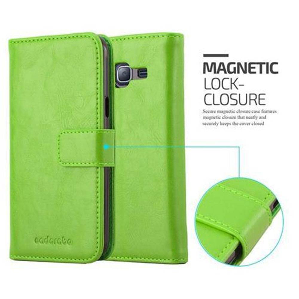 Cadorabo Hülle für Samsung Galaxy J3 2016 Schutzhülle in Grün Handyhülle Book Tasche Case Etui Luxury