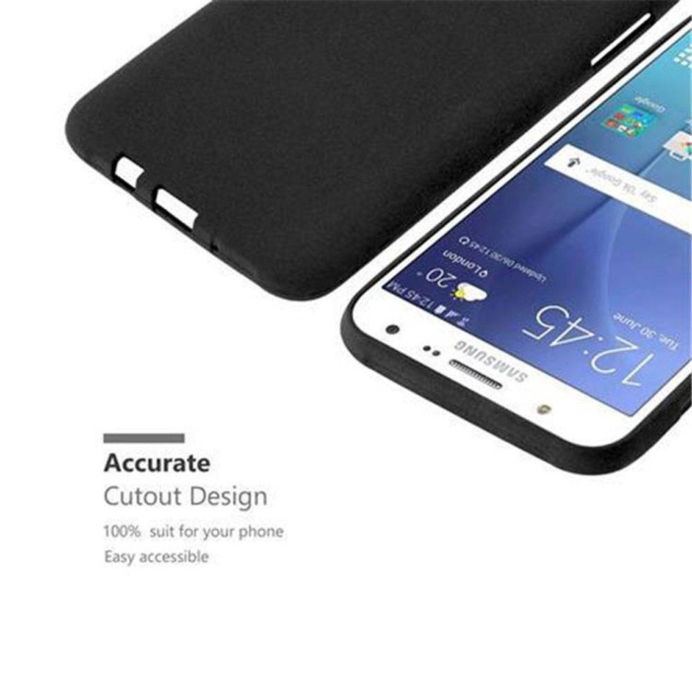 Cadorabo Schutzhülle für Samsung Galaxy J7 2015 Hülle in Schwarz Handyhülle TPU Etui Cover Case
