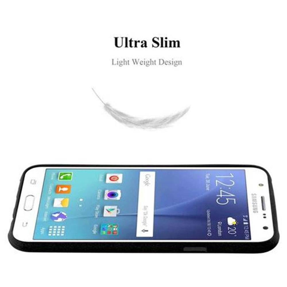 Cadorabo Schutzhülle für Samsung Galaxy J7 2015 Hülle in Schwarz Handyhülle TPU Etui Cover Case