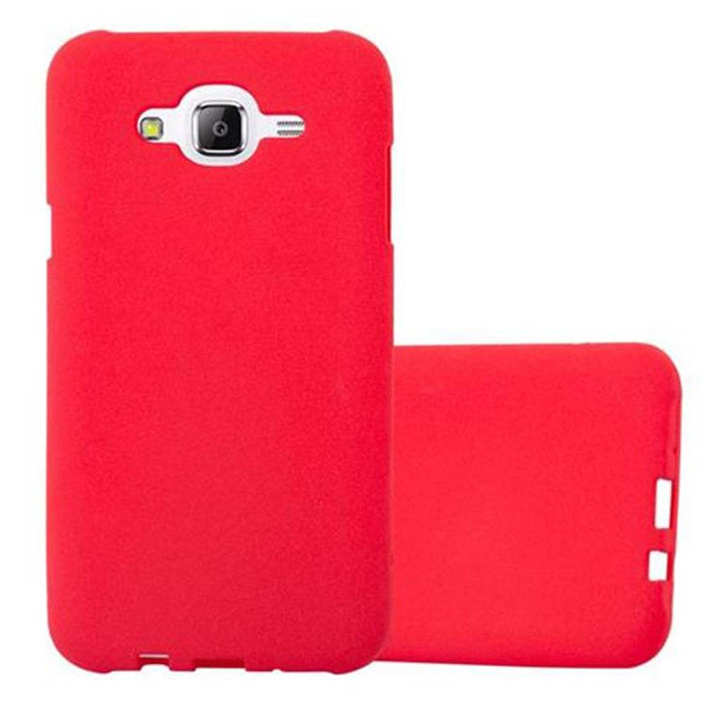 Cadorabo Schutzhülle für Samsung Galaxy J7 2015 Hülle in Rot Handyhülle TPU Etui Cover Case