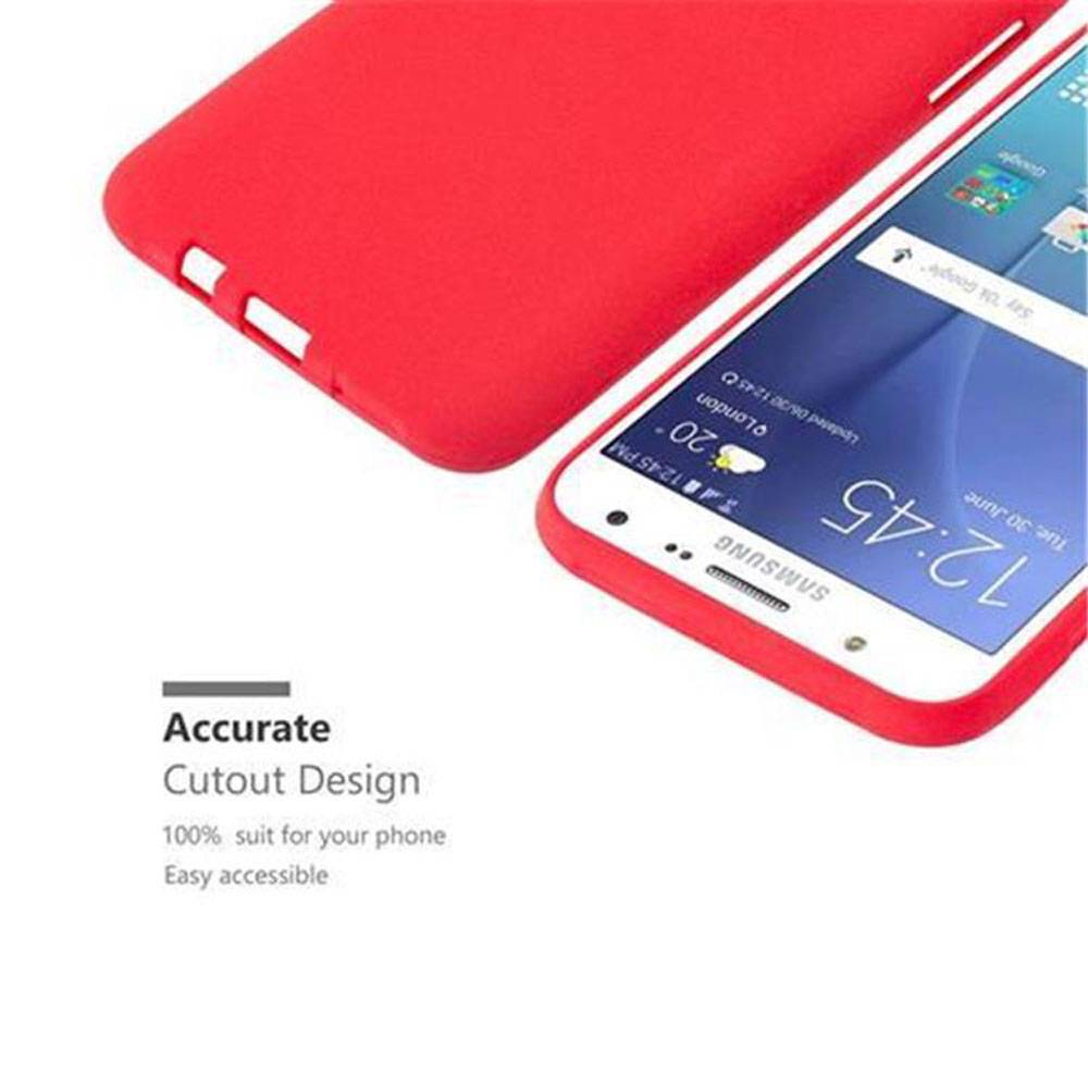 Cadorabo Schutzhülle für Samsung Galaxy J7 2015 Hülle in Rot Handyhülle TPU Etui Cover Case