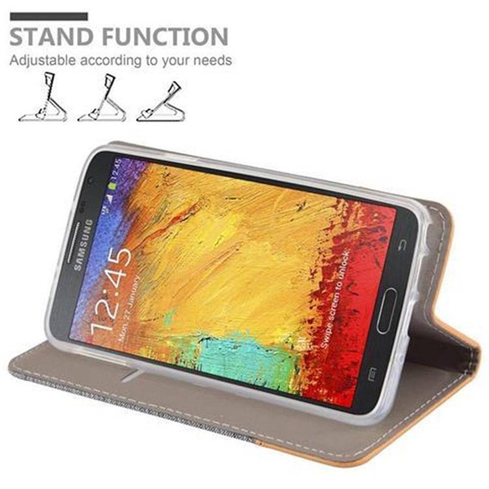 Cadorabo Hülle für Samsung Galaxy NOTE 3 NEO Schutzhülle in Grau Handy Hülle Etui Book Case Cover