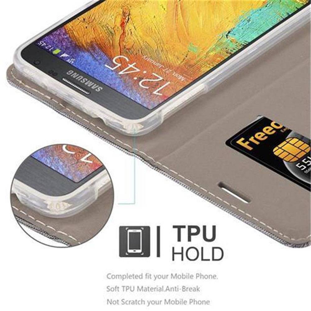 Cadorabo Hülle für Samsung Galaxy NOTE 3 NEO Schutzhülle in Grau Handy Hülle Etui Book Case Cover