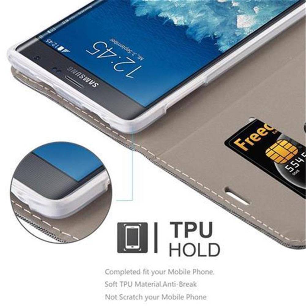 Cadorabo Hülle für Samsung Galaxy NOTE EDGE Schutzhülle in Grau Handy Hülle Etui Book Case Cover