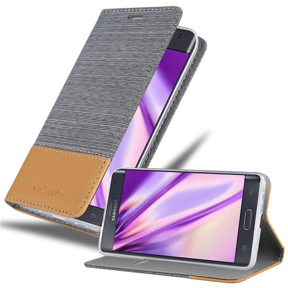 Cadorabo Hülle für Samsung Galaxy NOTE EDGE Schutzhülle in Grau Handy Hülle Etui Book Case Cover