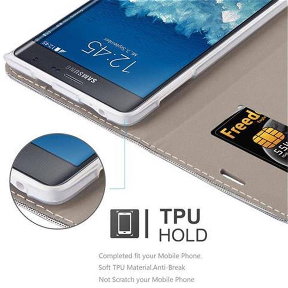 Cadorabo Hülle für Samsung Galaxy NOTE EDGE Schutzhülle in Grau Handy Hülle Etui Book Case Cover